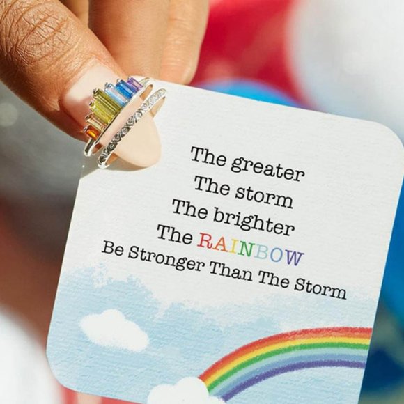 Multicolor Crown Unisex Rainbow Adjustable Ring - Picture 2 of 2